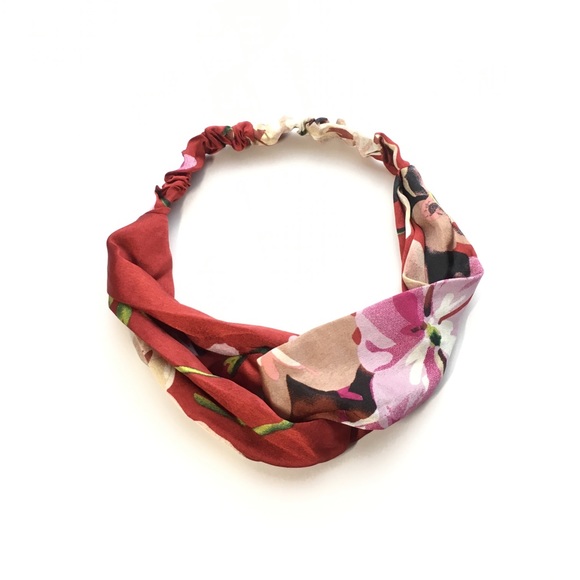 Red Floral Boho Twist Headband - Picture 3 of 7